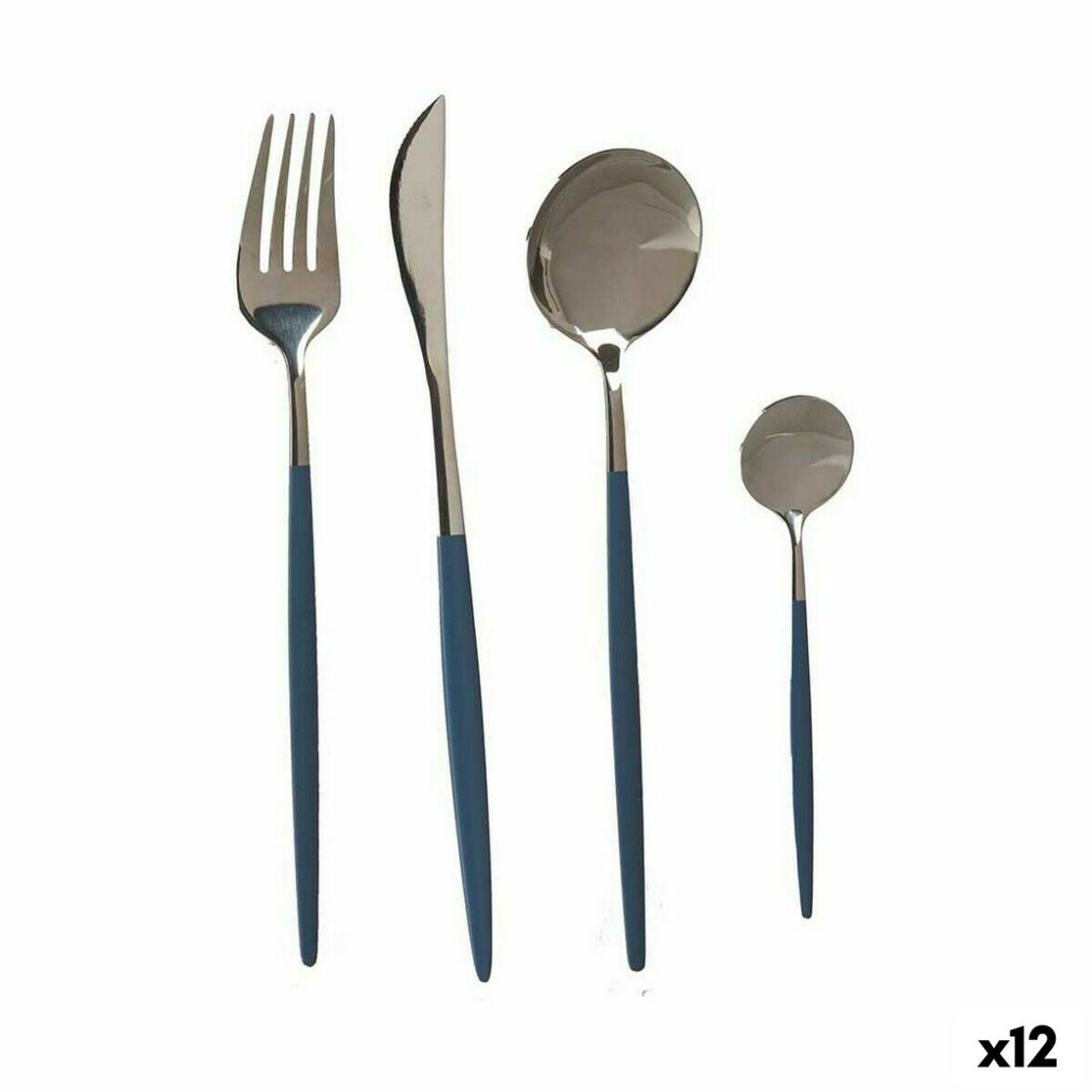 Set de Cubiertos Kinvara BST-CT022 Gris Plateado Acero Inoxidable (12 Unidades)