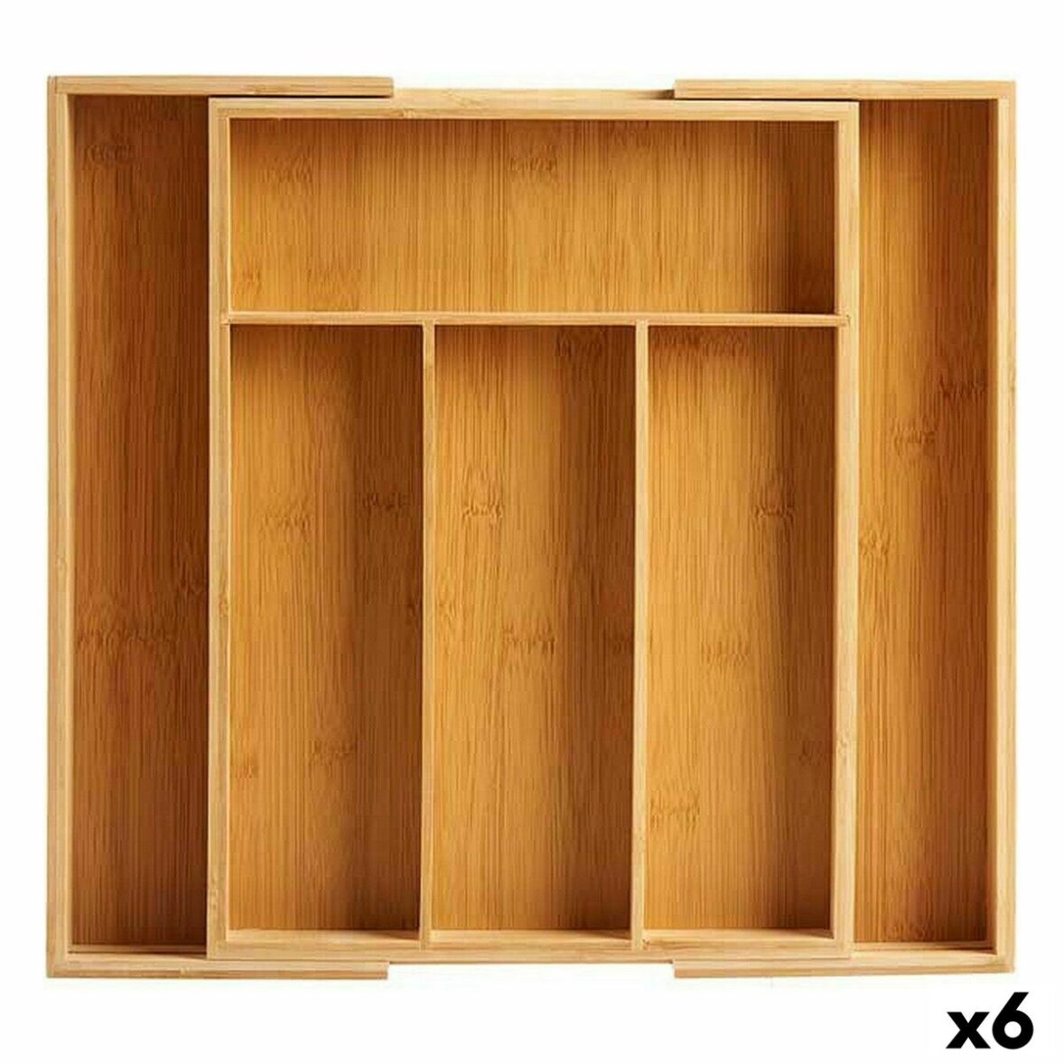 Organizador para Cubiertos Kinvara JWKW-3714/1 Marrón Bambú Compartimento adaptable Extensible (6 Unidades)