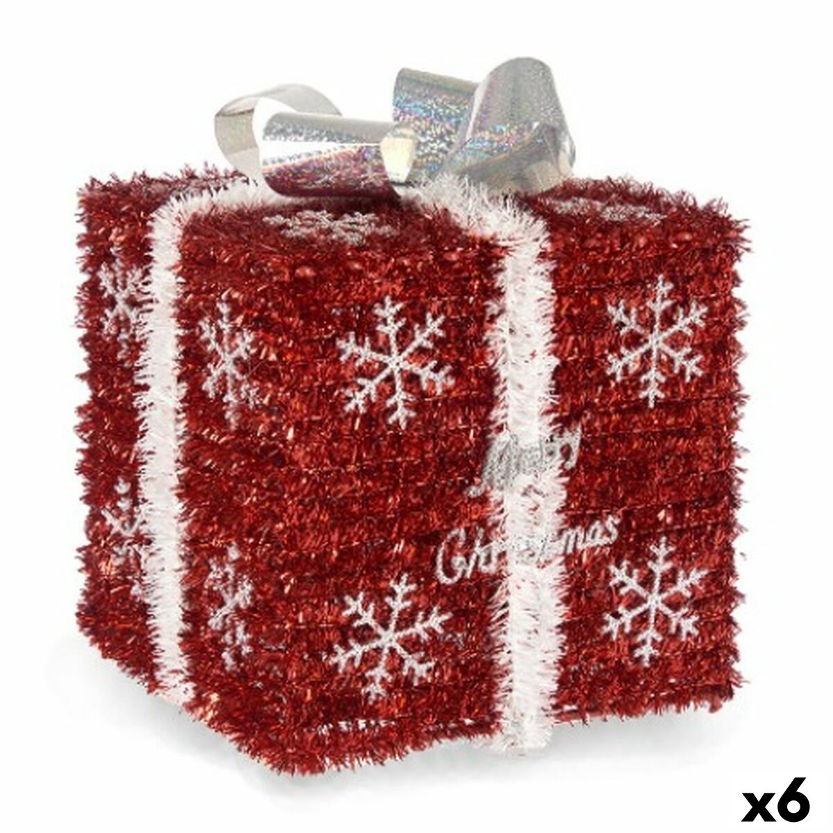 Caja De Regalo Blanco Rojo Plateado Polipropileno PET 20 x 23 x 20 cm (6 Unidades) - Effik Store