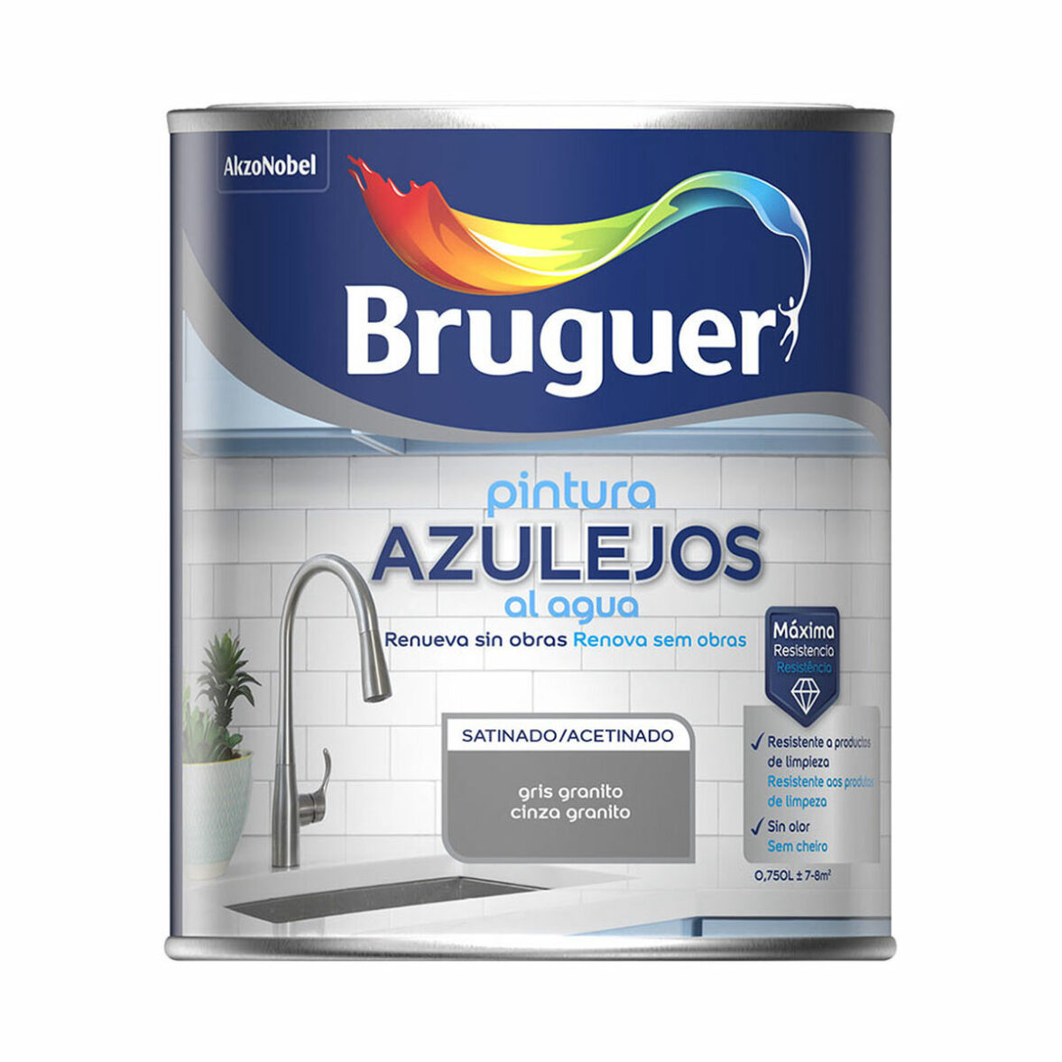 Pintura Bruguer Gris Granito 750 ml Baldosa y azulejo