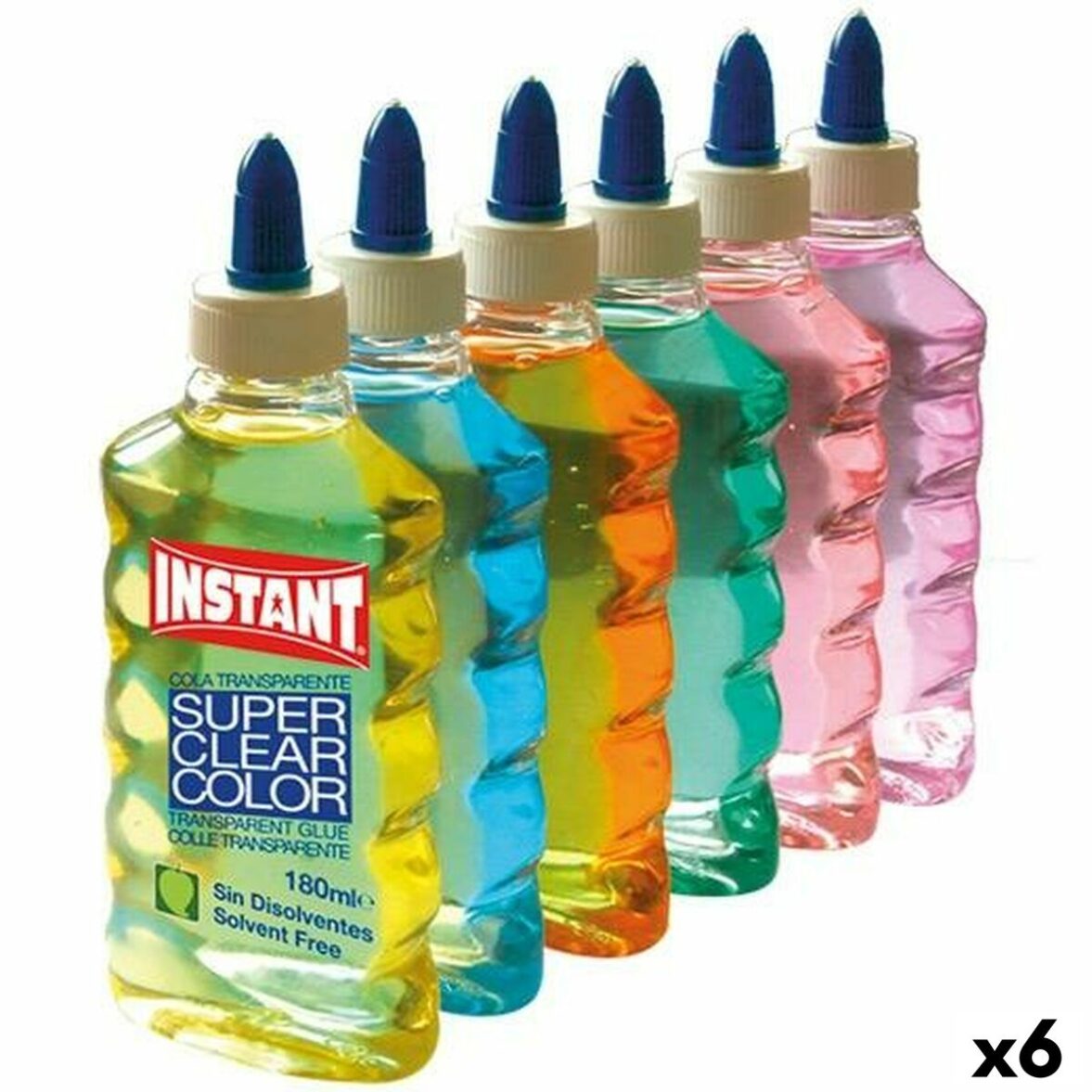 Pegamento en gel Playcolor Instant Multicolor Transparente 6 Piezas 180 ml