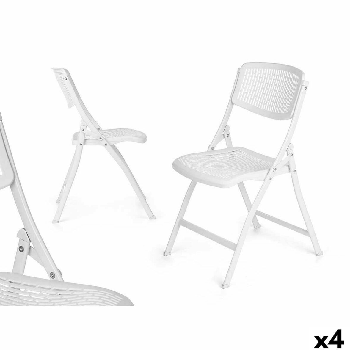 Silla Plegable GiftDecor 12721 Blanco 59 x 50 x 82 cm 108 x 11,5 x 50 cm (4 Unidades)